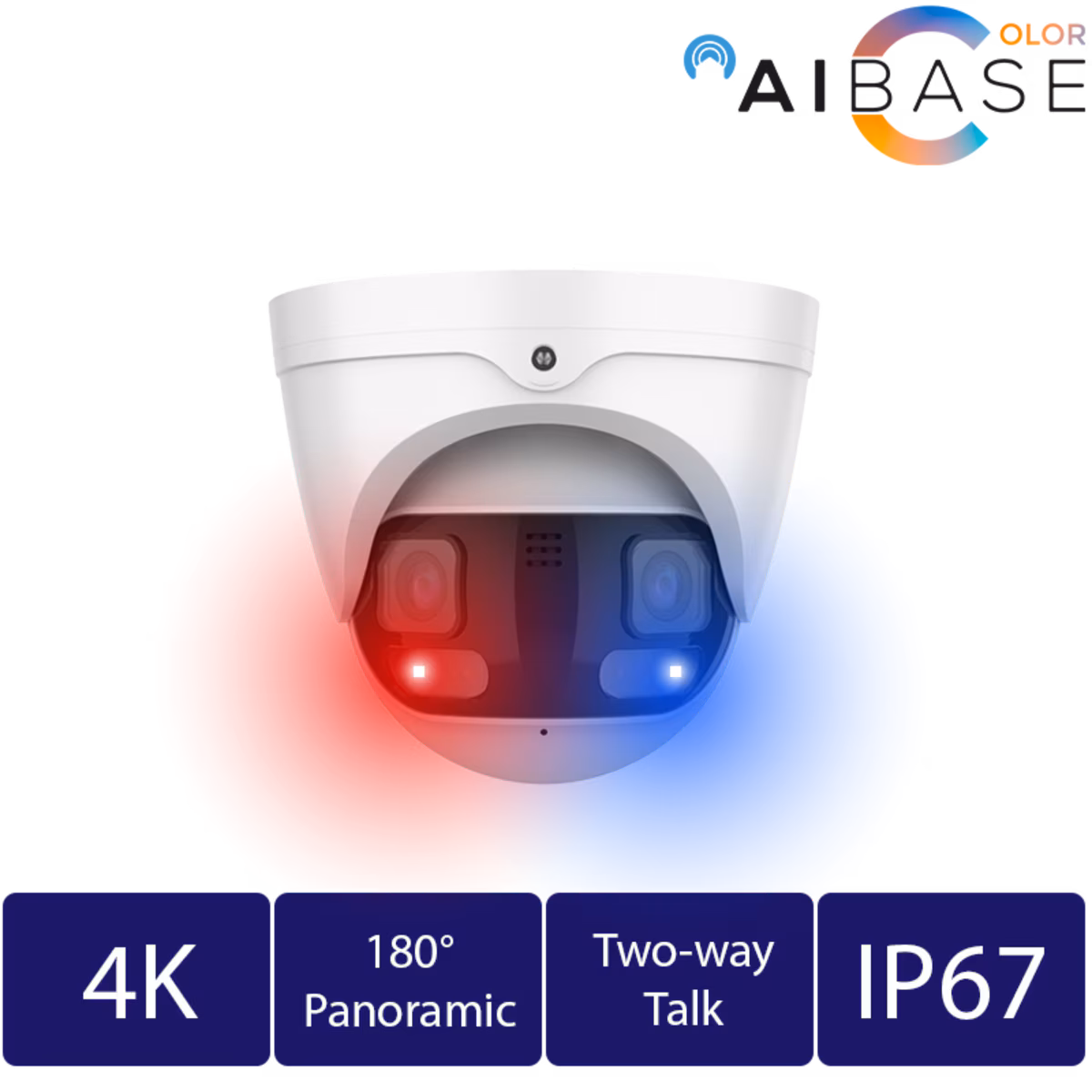 AiBase 4K panoramic dual-lens AI camera with two-way talk